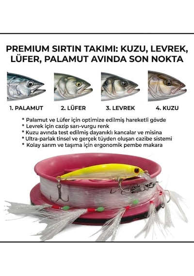 Efsane Sırtı Takımı Tekne Avcılığı Simli 6 Köstekli Horoz Tüyü Çapari - Palamut - Lüfer - Levrek - Kuzu - Torik