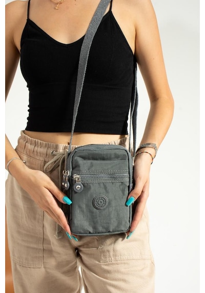 Baginn Mini Postacı Çanta Telefon Çantası 22 12 Cm Çapraz Askılı Omuz Çantası Günlük Hafif Çanta Gri