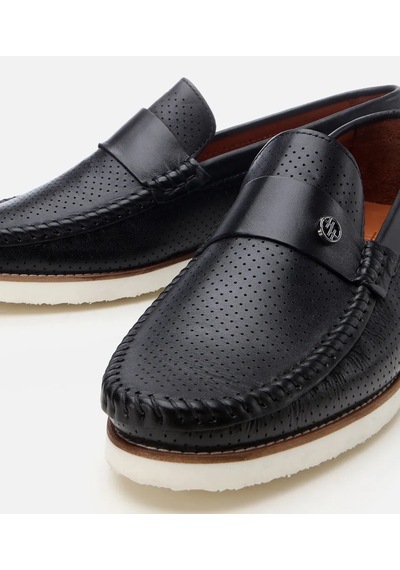Hotiç Erkek Deri Siyah Hafif Tabanlı Toka Detaylı Loafer