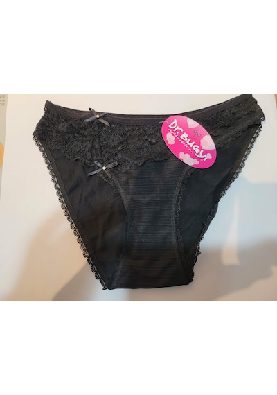 Bugy Dantel Detaylı Kadın Külot Slip V32 Siyah