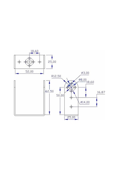 Uzun U Servo Motor Metal Montaj Parçası Braket Mg995 Mg996r S3003 Td-8120mg Alüminyum Tutucu