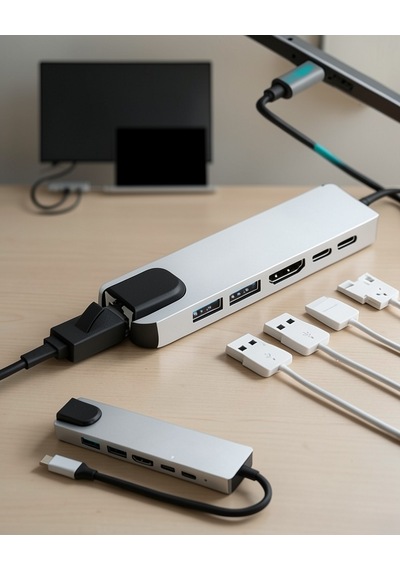 Usb Type-c Hub Çoklayıcı Dönüştürücü Çevirici Apple MacBook Uyumlu 8 Portlu 0