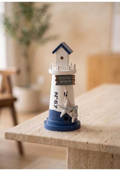 The Mia Marin Mavi Beyaz Deniz Feneri No 67 Obje 22 Cm