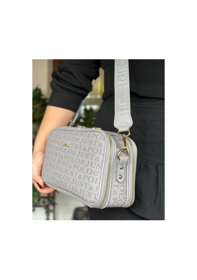 Just Polo Kadın Günlük Kullanıma Uygun Baskılı Ayarlanabilir Askılı Şık Omuz Çantası Ebat: 26 X 16 Cm Gri 78839733