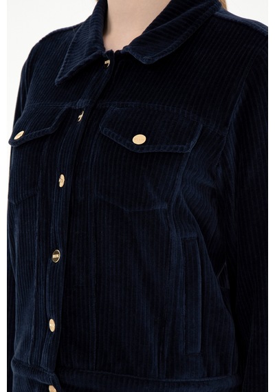 U.S. Polo Assn. Kadın Lacivert Çıtçıtlı Polo Yaka Sweatshirt 50292623-VR033