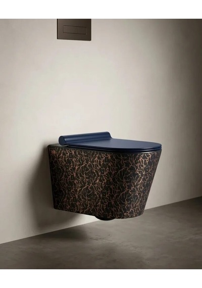 Marble Siyah Bronz Kanalsız Asma Klozet Renkli