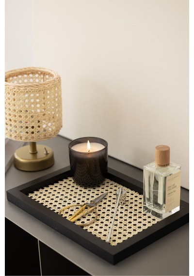Rattan Hazeran Tepsi Siyah Dikdörtgen %100 Doğal Hazeran M016