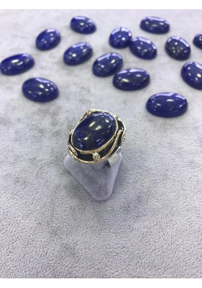 Lapis Lazuli Taşlı Gümüş Yüzük 925 Ayar Doğal Taş - 217266493