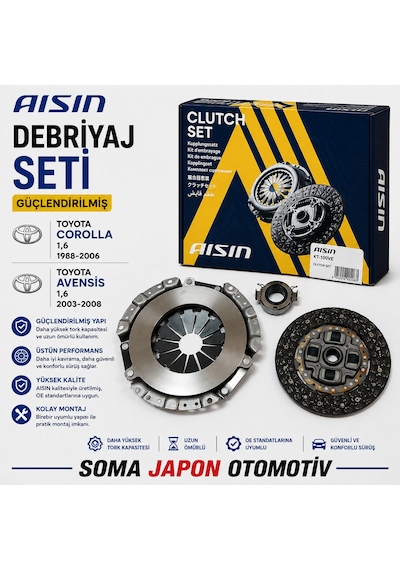 Corolla 1.6 88-06 Avensis 1.6 03-08 Debriyaj Seti Aısın Kt-100ve