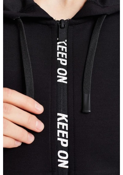 Lescon 24ntbl002136-633 Siyah Kadın Fermuarlı Kapşonlu Sweatshirt Siyah