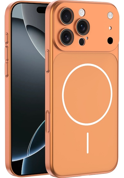 Apple Uyumlu iPhone 14 Pro Max Kılıf M-safe Şarj Özellikli Kamera Korumalı Kapak Spark Turuncu