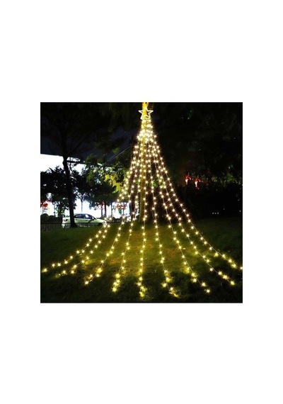Vıp Profesyonel Işıklı Tepe Yıldızlı Led Solar Led Işık Gün Işığı 9 Dallı 282 Ledli Sarı