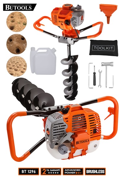 Butools ST-31 14000RPM Benzinli Motorlu Toprak Burgu Makinesi Turuncu