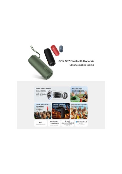 Sp7 40w Taşınabilir Bluetooth Hoparlör 14 Saat Dinleme Rgb Işık Ipx7 Tf Kart Kırmızı