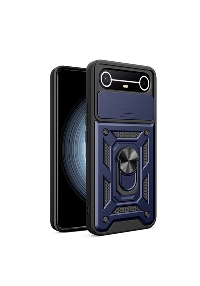 Tecno Spark Slim 5g Kılıf Tam Korumalı Magnetik Standlı Kamera Korumalı Sürgülü Vega Kapak Siyah