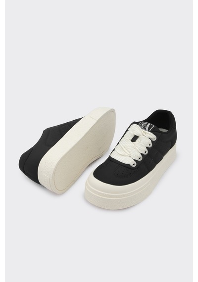 Derinet Günlük Comfort Taban Kadın Sneaker Siyah Bej Siyah Bej