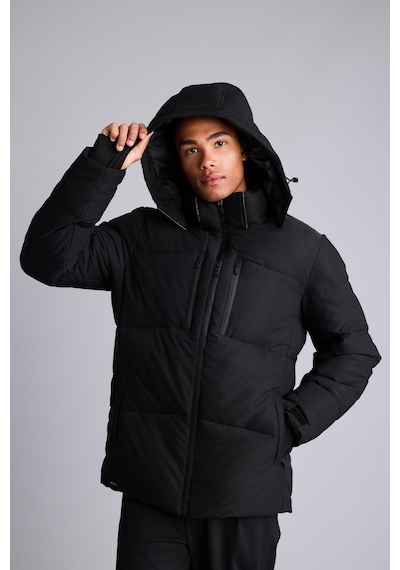 Defacto Su İtici Rüzgar Geçirmez Slim Fit Kapüşonlu Fermuarlı Cepli Kışlık Mont A3519ax26wnbk81 Siyah-bk81