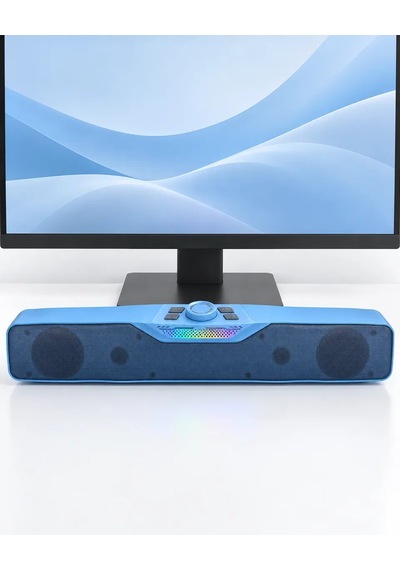 Rgb Işıklı Bluetooth 5. 4 Masaüstü Soundbar Hoparlör Usb Ve Tf Kart Destekli Mavi