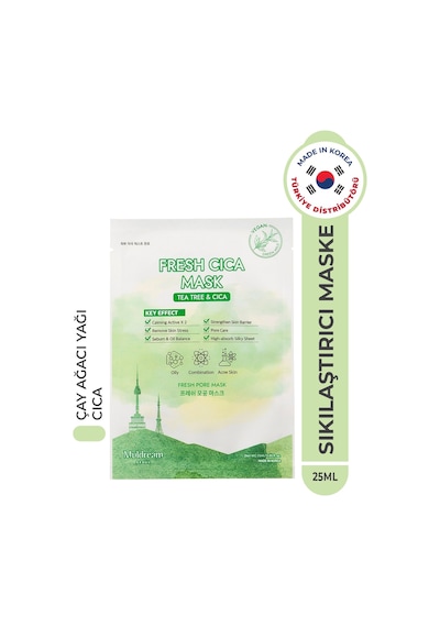 Muldream Fresh Cica Çay Ağacı Yağı Kağıt Yüz Maskesi 25 ML