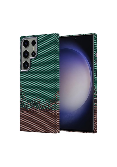 Zore Samsung Galaxy Uyumlu S23 Ultra Kılıf Magsafe Şarj Özellikli Karbon Fiber Görünümlü Omsy Nekst Kapak - Yeşil
