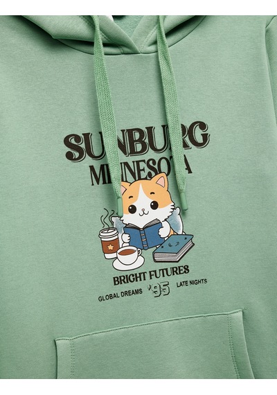 Koton Kanguru Cep Detaylı Şardonlu Kedi Baskılı Kapüşonlu Sweatshirt Mınt 6wal10128ık Mint Koton Kanguru Cep Detaylı Şardonlu Kedi Baskılı Kapüşonlu Sweatshirt Mınt 6wal10128ık Mint