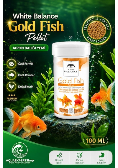 White Balance - Japon Balığı Yemi - Gold Fish Pellets - Özel Formül - Tüm Japon Balığı Türleri İçin Uygundur