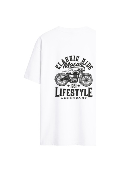 Black Nova Oversize Baskılı Unisex %100 Pamuk T-shirt Lifestyle Beyaz
