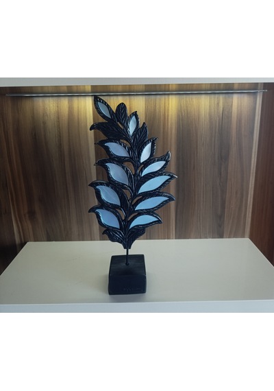18cm-35cm Kırılmaz Polyester,yaprak Desenli Aynalı Kaideli Biblo