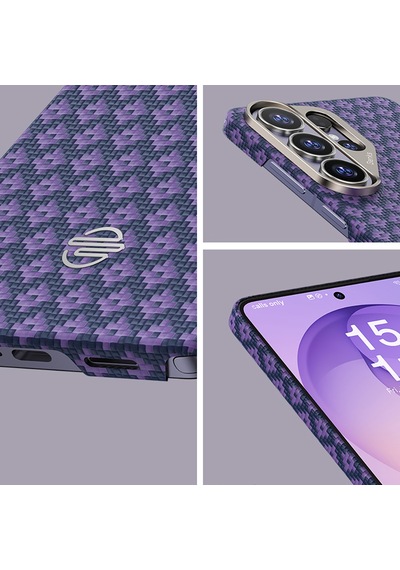 Galaxy S26 Ultra Uyumlu Kılıf M-safe Şarj Özellikli Benks Armorair Armorgrid Serisi Kevlar Kapak Mor