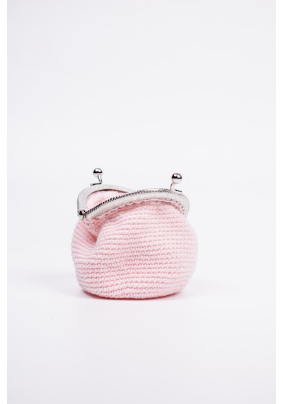 Fabric Craft Bag Bozuk Para Cüzdanı Merserize Pamuk Klipsli Örgü Pudra Pembesi