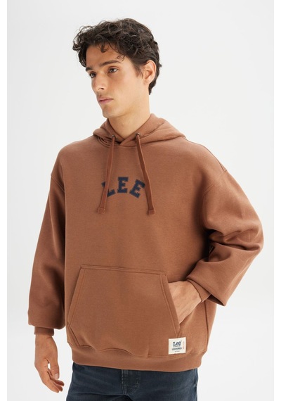 Lee Erkek Mid Logo Hoodie Dark Brown Çok Renkli