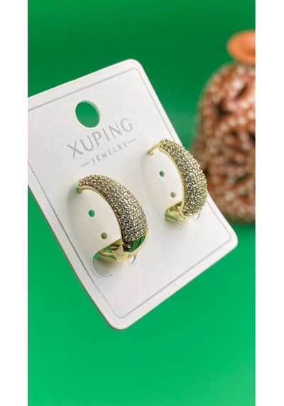 Xuping Altın Renginde Damla Model Zirkon Taşlı Model Çelik Kadın Küpe Altın
