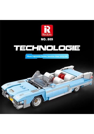 Reobrix Creator 809 Cadillac Eldorado Spor Araba Yaratıcı Yapı Blok Seti Building Blocks - 308 Parça