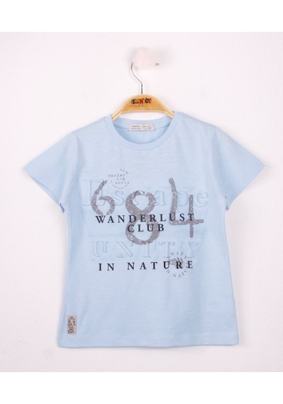 Toontoy Kids Toontoy Erkek Çocuk T-shirt 684 Gofre Baskı Mavi