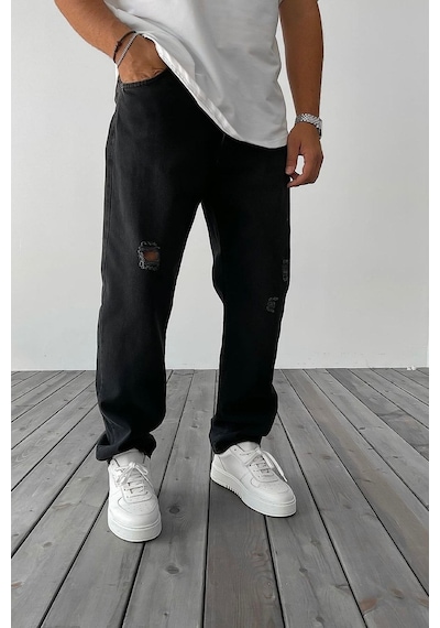 Baggy Rahat Kalıp Siyah Kot Pantolon Siyah