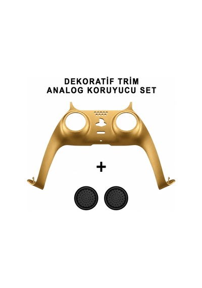 Ps5 Dekoratif Trim Analog Koruyucu Silikon Kılıf Set Playstation 5 Dualsense Renkli Ön Şerit Aksesuar Altın