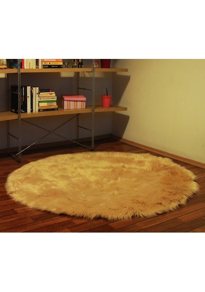 Tappeto Akrilik Kuzu Kürkü Yuvarlak Halı Camel