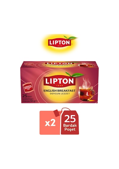 Lipton English Breakfast Siyah Bardak Poşet Çay 25li X 2 Adet