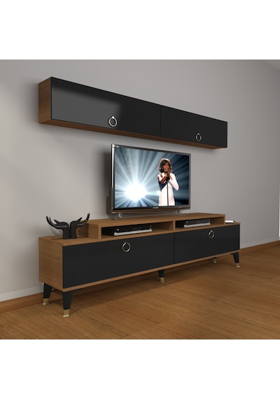 Decoraktiv Ekoflex 5 Mdf Gold Tv Ünitesi Tv Sehpası - Ceviz Siyah Ceviz - Siyah