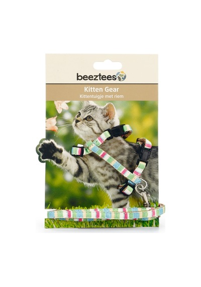 Hnrlıshp Beeztees Yavru Kedi Göğüs Tasması Ve Gezdirme Kayışı, 120cm, Yeşil, 15-33cm