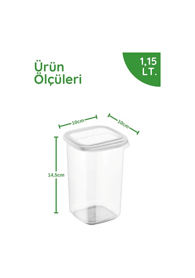 Etiket Hediyeli 12'li Set Kendinden Kapaklı 1150ml. Kare Saklama Kabı - Mikrodalga Ve Difrize Uygun Beyaz