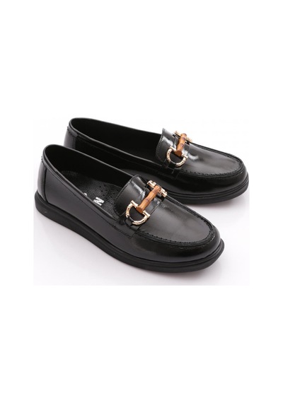 Dgn 7071-1 Kadin Loafer Ayakkabi Siyah Rugan