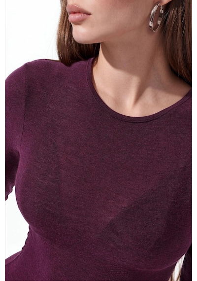 Hiccup Busem Slim Fit Uzun Kollu Transparan Bluz Bordo - Kırmızı