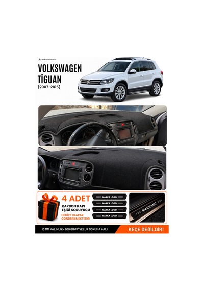 Volkswagen Tiguan 2007-2015 Uyumlu Torpido Koruma, Torpido Örtüsü, Torpido Kılıfı - Siyah