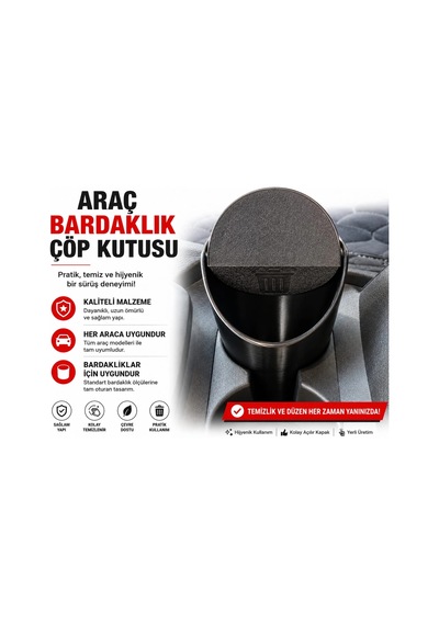 Araç Çöp Kutusu , Araç Bardaklık Çöp Kovası , Araç Bardaklığa Takılan Çöp Kutusu
