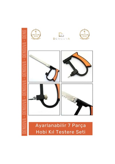 Testere Ahşap Mdf Sunta Cam Kesme Desen Verme Hassas Metal Saplı 7 Parça Hobi Kıl Testere Seti