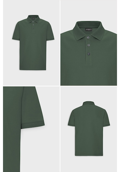 AC&Co / Altınyıldız Classics Altinyildiz Classics Erkek Haki Slim Fit Dar Kesim Polo Yaka %100 Pamuk Kısa Kollu Tişört 4A4820200001HAKS Haki