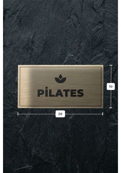 Pılates Yazılı - Metal - Gold Renk - Kapı İsimliği - 20x10 Cm