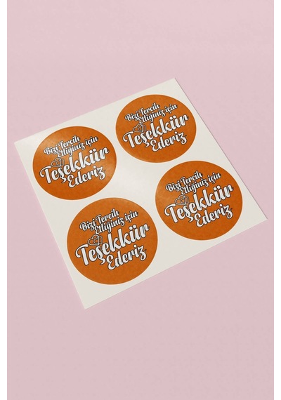 Teşekkür Ederiz Turuncu Kargo Sticker 3x3cm St2155 Çok Renkli