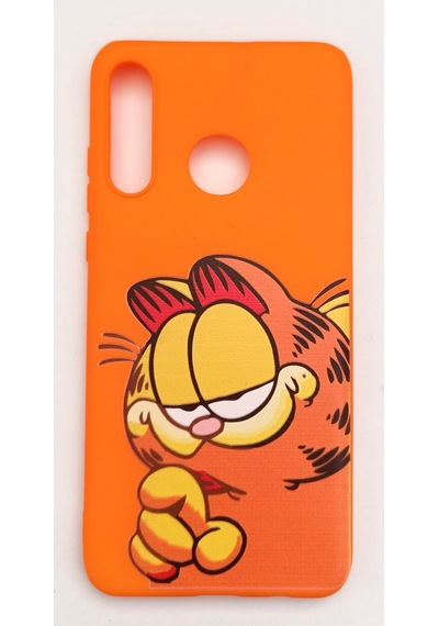 Huawei P30 Lite Uyumlu Turuncu Resimli Yumuşak Slikon Kılıf
